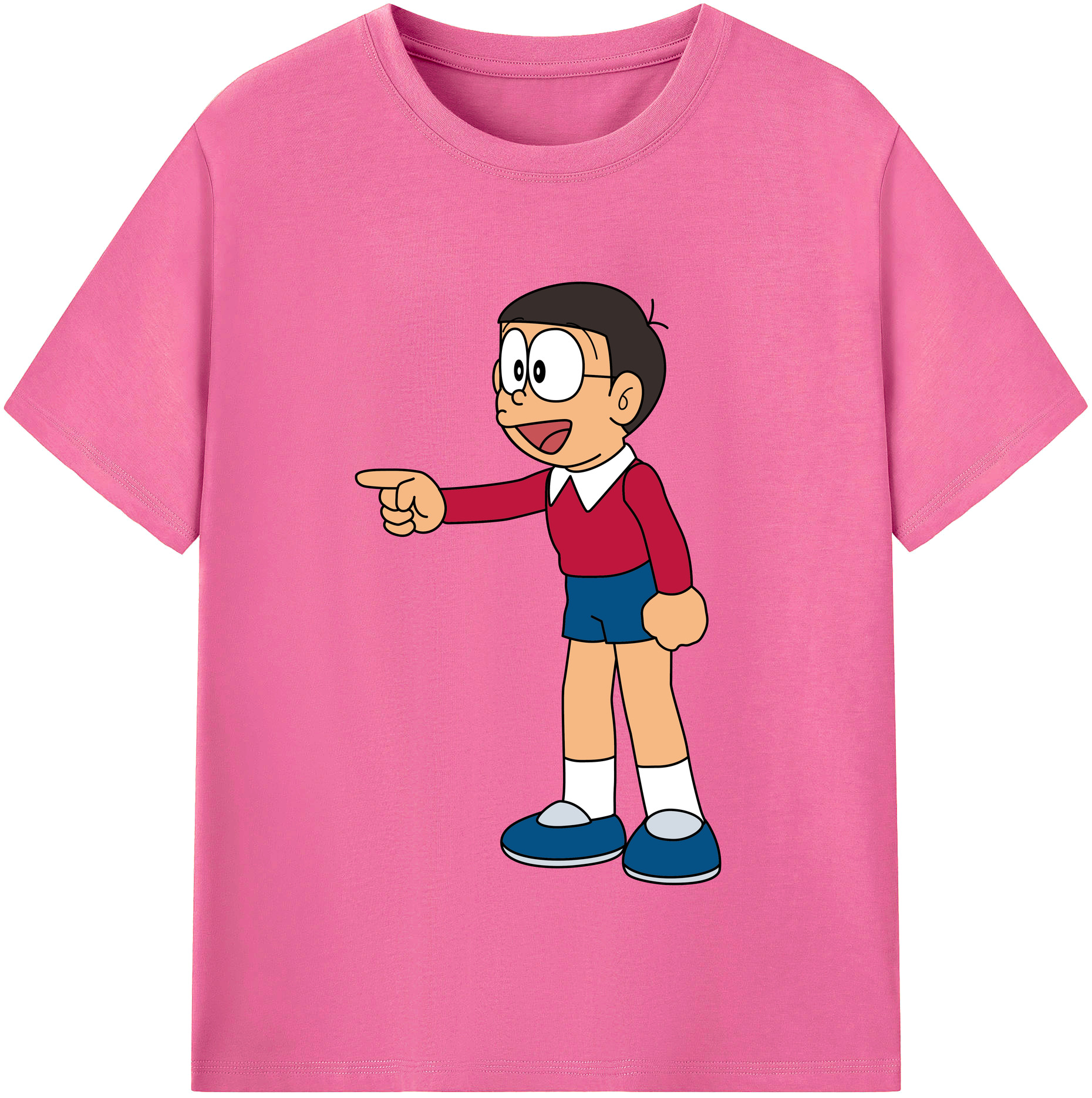 （画像用） ドラえもん 野比 のび太 Doraemon Nobita Nobi レディースカジュアルプリントTシャツ（綿100％）